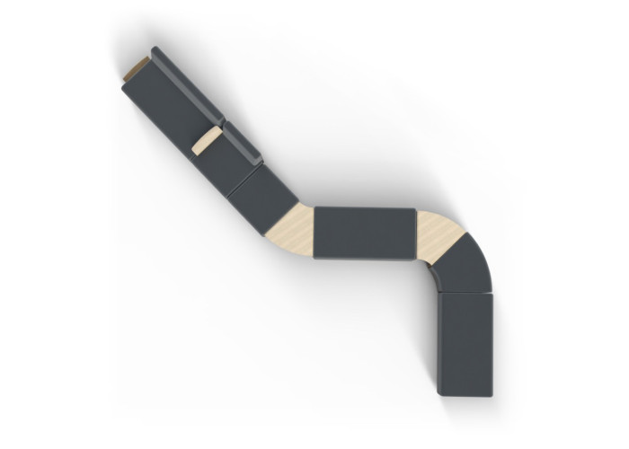 Hocker 2-Sitzer Grau Anthrazit - HIZIA