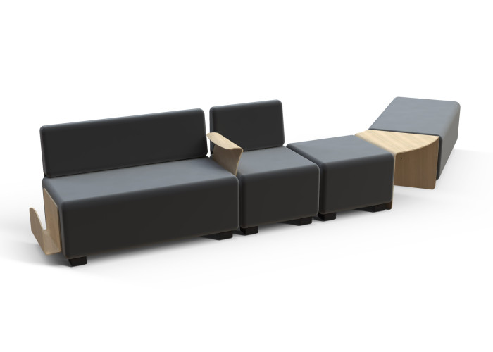 Hocker 2-Sitzer Grau Anthrazit - HIZIA