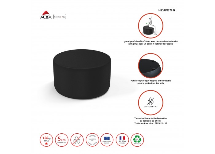 Pouf rond 76 cm - Gris Anthracite