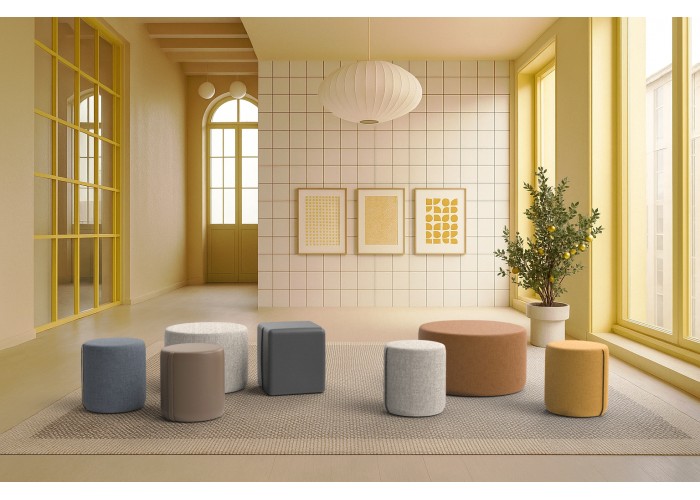 Pouf rond 58 cm - Terre de Sienne Polyester