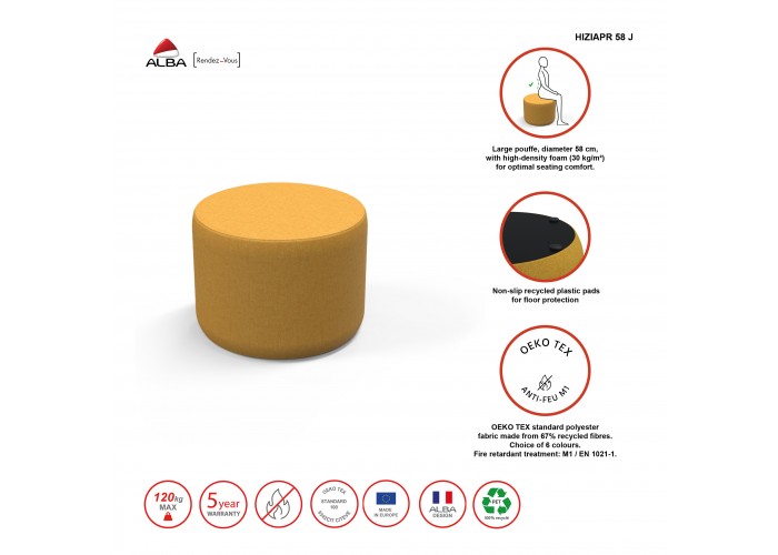 Pouf rond 58 cm - Terre de Sienne Polyester