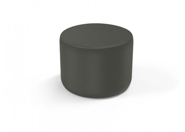 Pouf rond 58 cm - Gris Moyen Similicuir