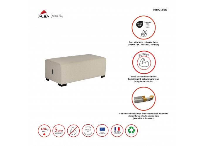 Hocker 2-Sitzer Grau Anthrazit - HIZIA