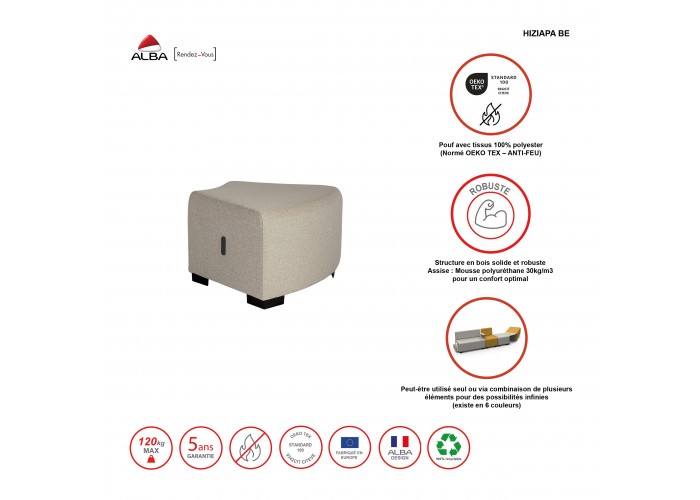 Pouf angolare a 1 posto Giallo Zafferano - HIZIA