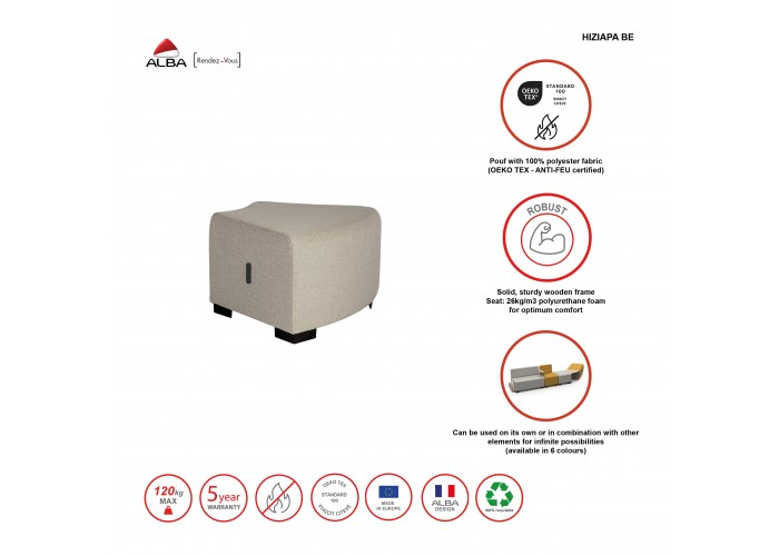 Pouf angolare a 1 posto Verde foresta - HIZIA