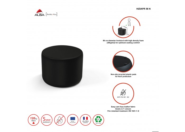 Pouf rond 58 cm - Bleu Nuit Similicuir