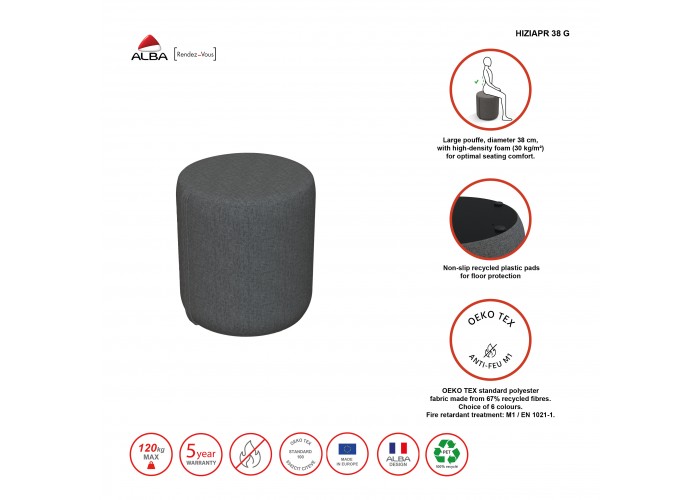 Pouf rond 76 cm - Gris Anthracite