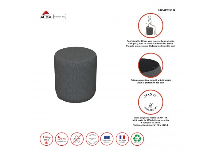 Pouf rond 76 cm - Gris Anthracite