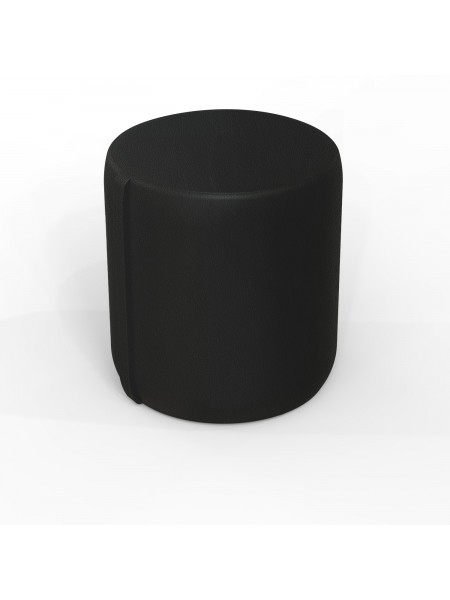 Pouf rond 38 cm - Noir Similicuir