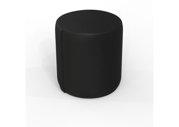 Pouf rond 38 cm - Noir Similicuir