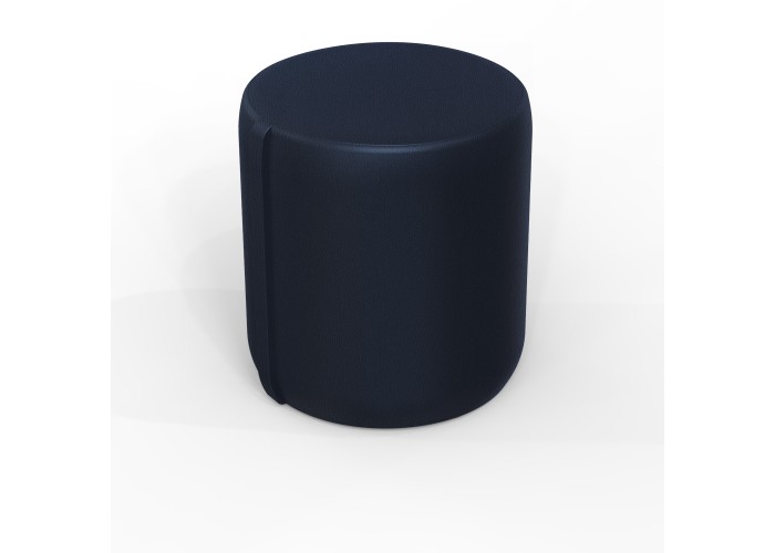 Pouf rond 38 cm - Bleu Nuit Similicuir