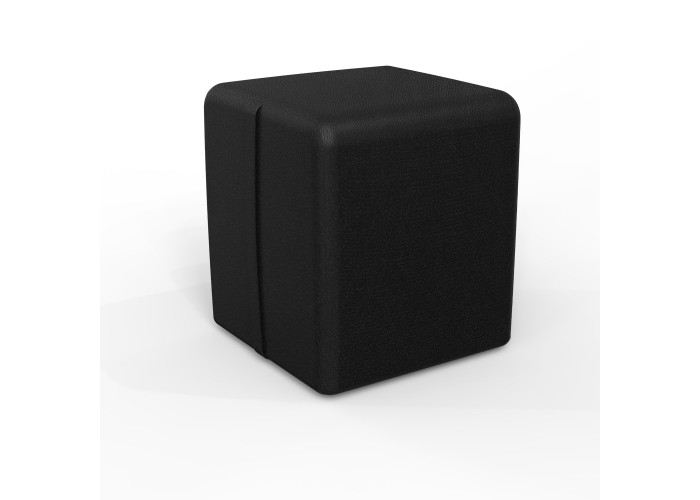 Pouf carré 38 cm - Noir Similicuir