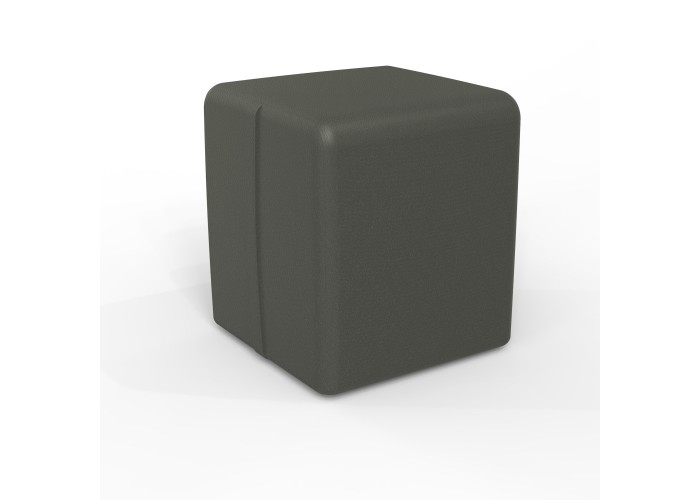 Pouf carré 38 cm - Gris Moyen Similicuir