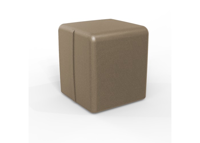 Pouf carré 38 cm - Taupe Similicuir