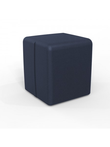 Pouf carré 38 cm - Bleu Nuit Similicuir