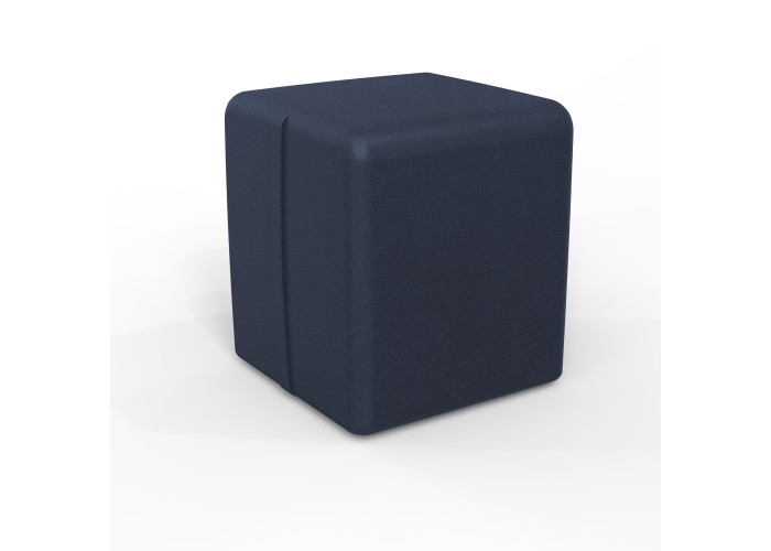 Pouf carré 38 cm - Bleu Nuit Similicuir