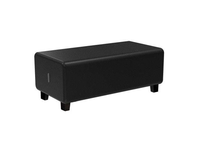 Pouf 2 posti in similpelle nera - HIZIA