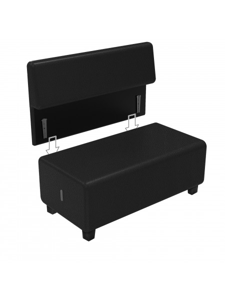 Canapé 2 places Similicuir Noir - HIZIA