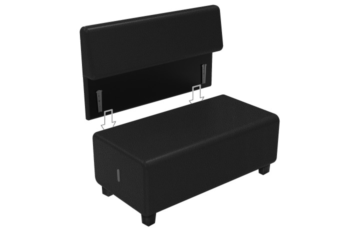 Canapé 2 places Similicuir Noir - HIZIA