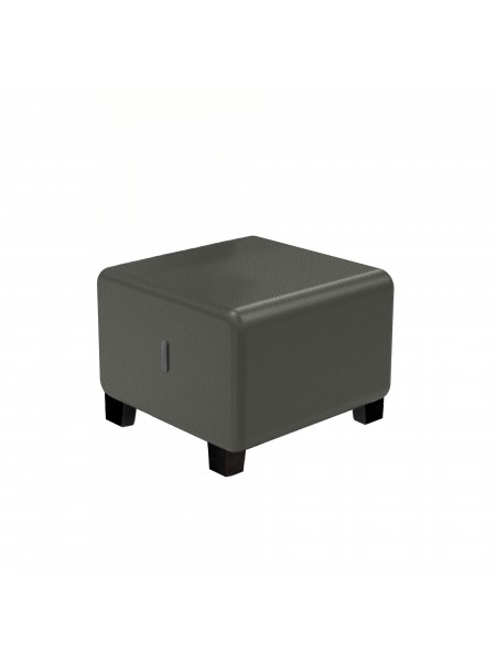 Pouf 1 place Simili Cuir Gris Moyen - HIZIA