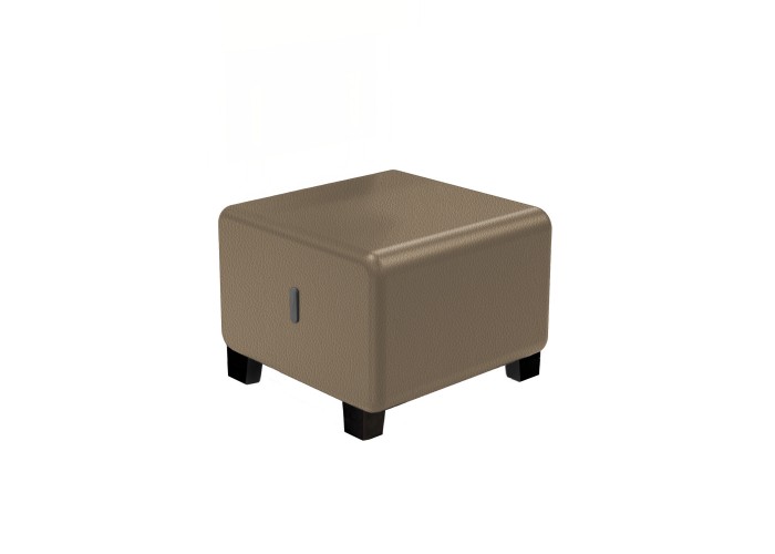 Pouf 1 place Simili Cuir Taupe - HIZIA