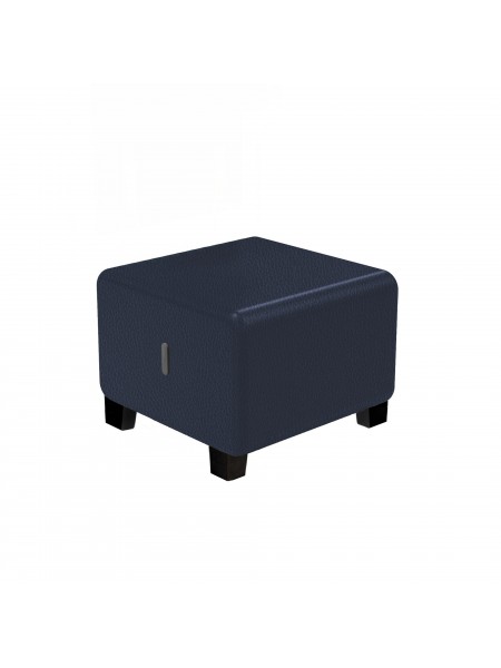Pouf 1 place Simili Cuir bleu nuit - HIZIA