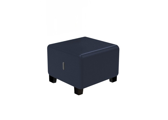 Pouf 1 place Simili Cuir bleu nuit - HIZIA