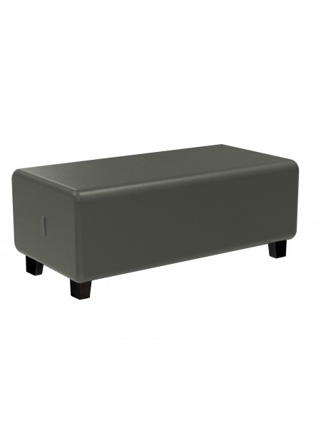 Black leatherette 2-seater pouffe - HIZIA