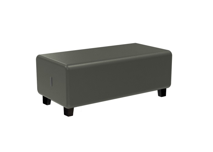 Pouf 2 places Simili Gris Moyen - HIZIA