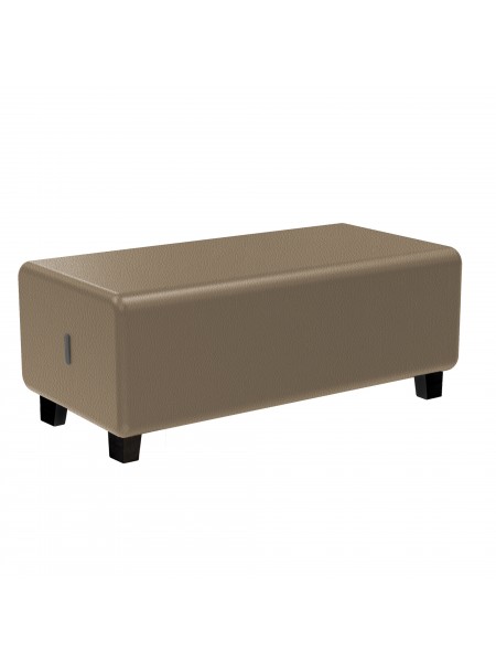 Pouf 2 places Simili Cuir Taupe - HIZIA