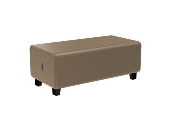 Pouf 2 places Simili Cuir Taupe - HIZIA