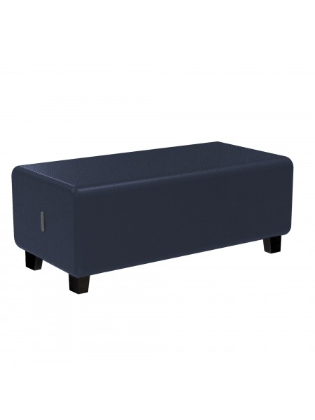 Black leatherette 2-seater pouffe - HIZIA