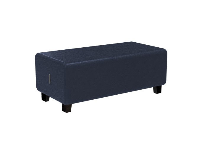 Pouf 2 places Simili Cuir Bleu nuit - HIZIA