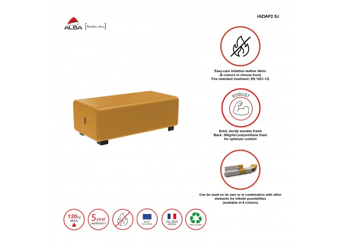 Pouf 2 places Simili Cuir Noir - HIZIA