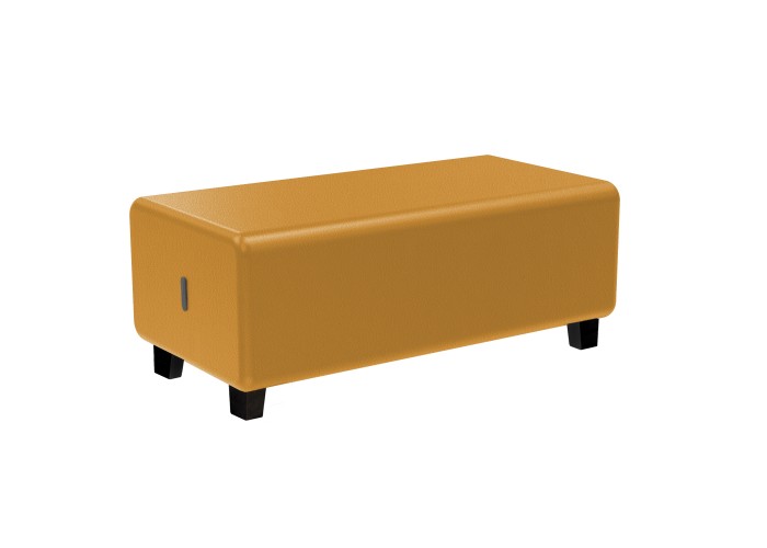 Black leatherette 2-seater pouffe - HIZIA