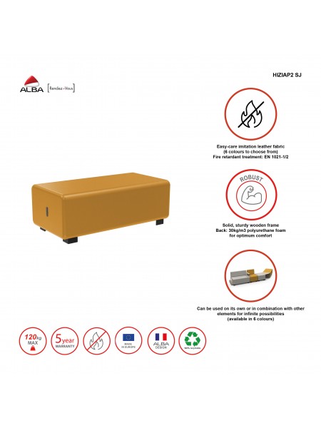 Pouf 2 posti in similpelle nera - HIZIA