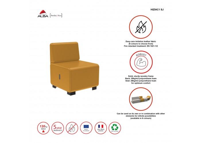 1-seater Sofa in Black Imitation Leather - HIZIA