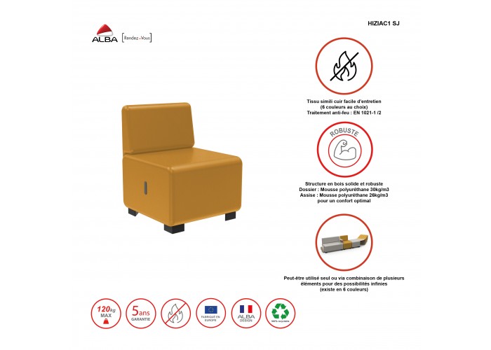 1-seater Sofa in Black Imitation Leather - HIZIA