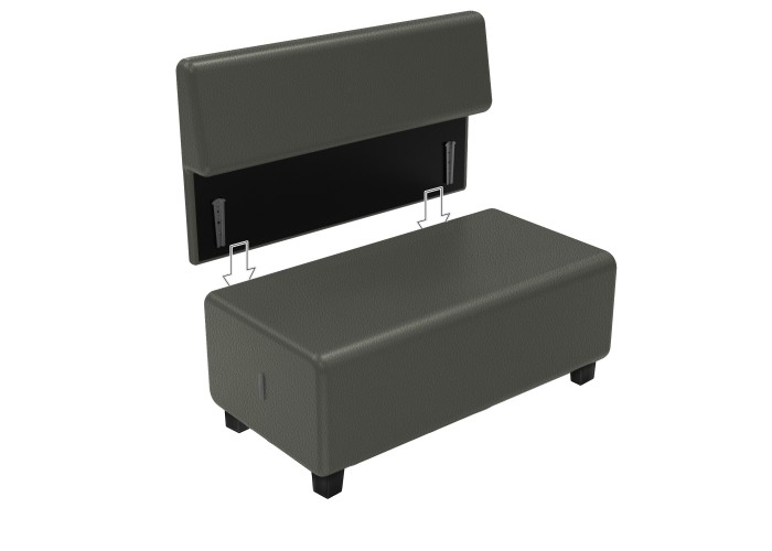 Canapé 2 places Similicuir Noir - HIZIA