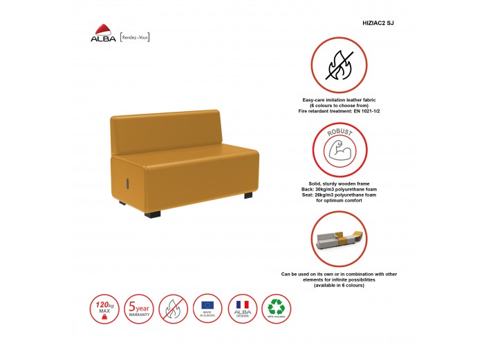 Canapé 2 places Similicuir Noir - HIZIA