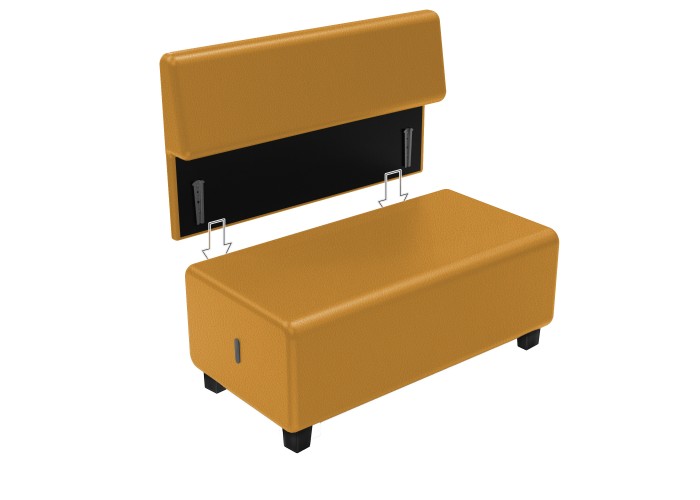 Canapé 2 places Similicuir Noir - HIZIA