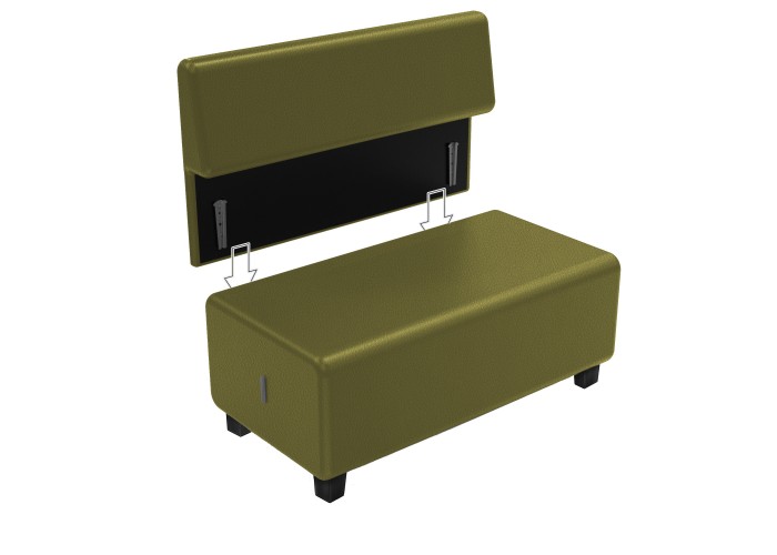 Canapé 2 places Similicuir Noir - HIZIA