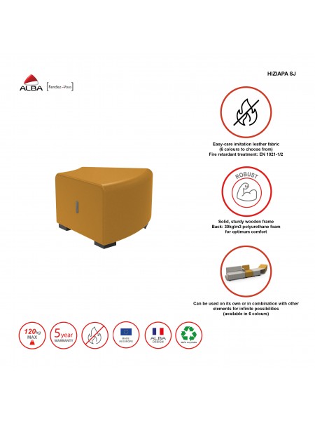 Pouf angulaire 1 place Similicuir Noir - HIZIA