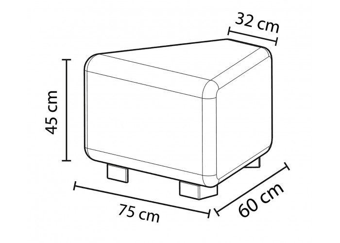 Pouf angulaire 1 place Similicuir Noir - HIZIA