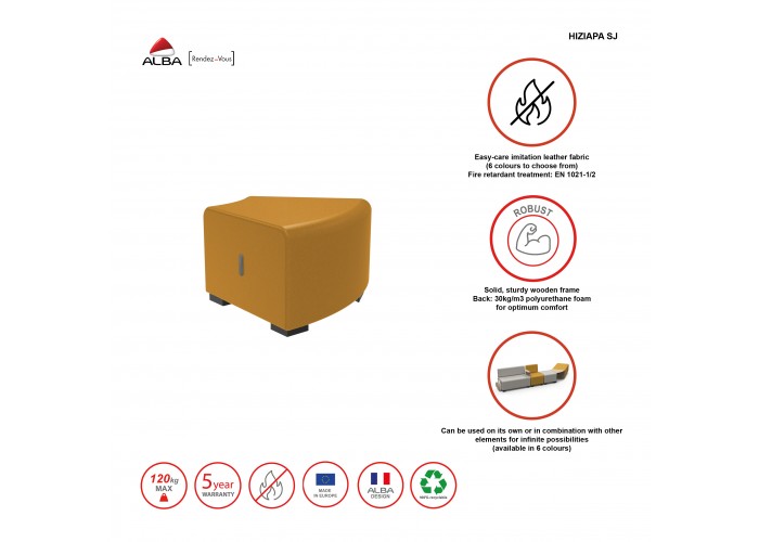 Pouf angulaire 1 place Similicuir Noir - HIZIA