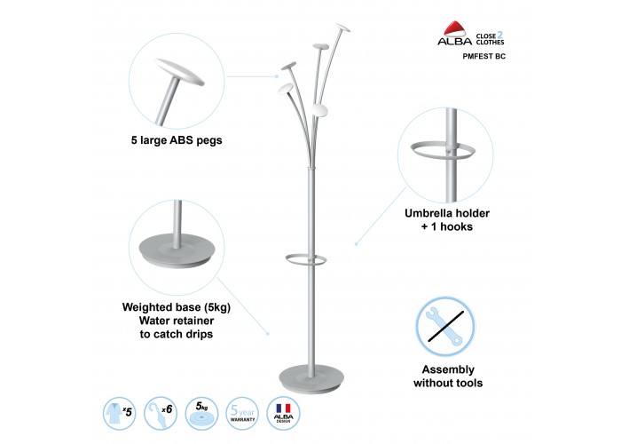 PORTE MANTEAU DESIGN GRIS ET BLANC FESTY