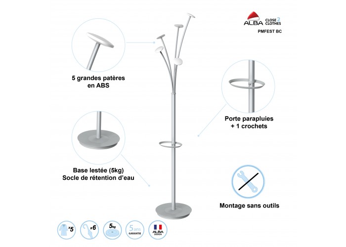 PORTE MANTEAU DESIGN GRIS ET BLANC FESTY