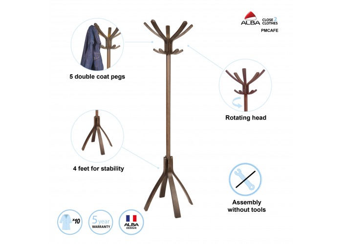 PORTE MANTEAUX EN BOIS FONCÉ CAFÉ