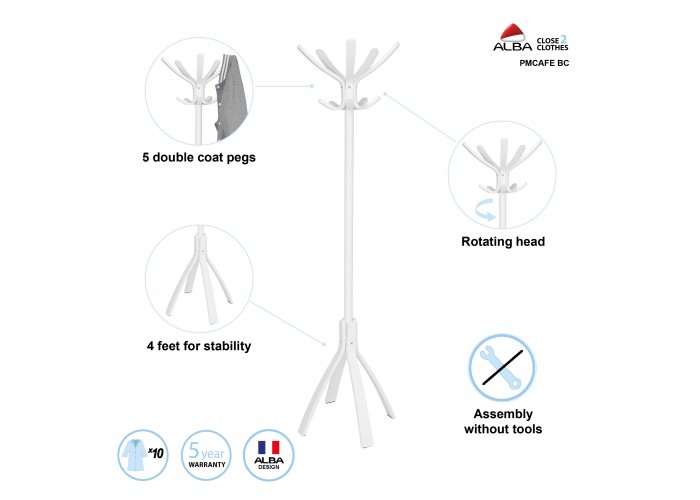 PORTE MANTEAUX EN BOIS BLANC CAFÉ