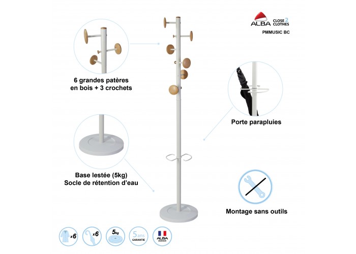 PORTE MANTEAUX DESIGN BLANC MUSIC